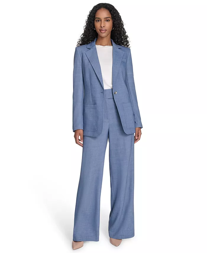 Alfani Calvin Klein Women's Faux-Denim One-Button Blazer Women's Fashion Shoes & Accessories