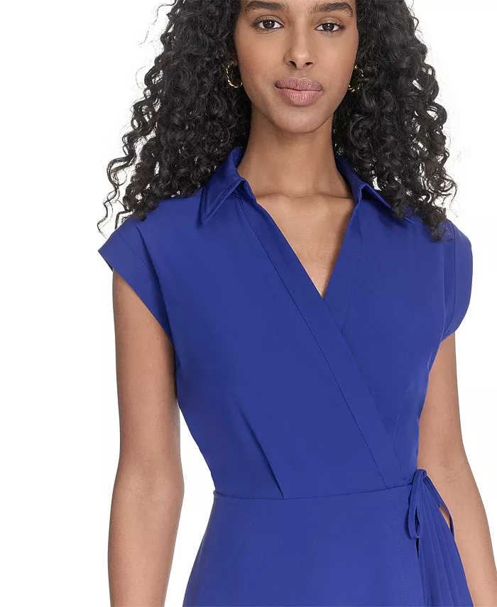 Alfani Calvin Klein Women's Faux-Wrap Sleeveless A-Line Dress Women's Fashion Shoes & Accessories