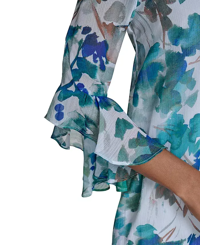 Alfani Calvin Klein Women's Floral Chiffon V-neck Shift Dress Women's Fashion Shoes & Accessories