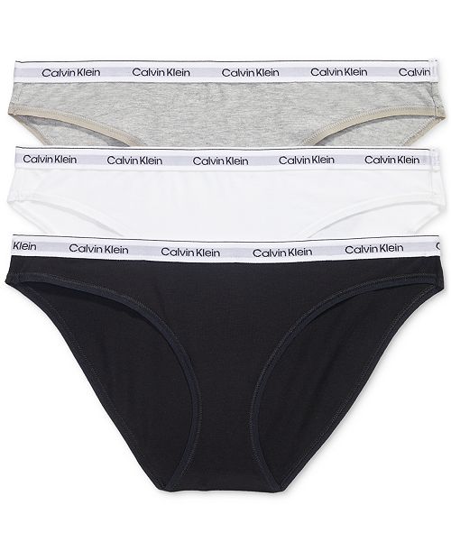 alfani Calvin Klein Women's Modern Logo 3-Pack Bikini Underwear QD5207 Women's Fashion Shoes & Accessories