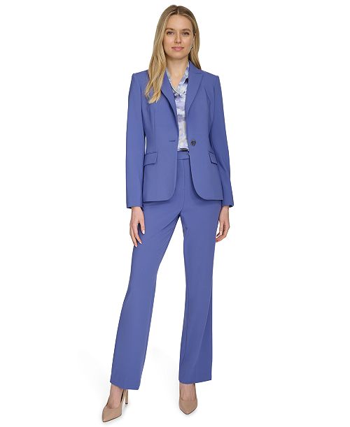 alfani Calvin Klein Women's One-Button Blazer & Straight Leg Pants Women's Fashion Shoes & Accessories
