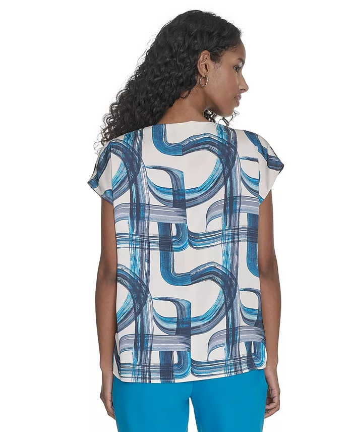 Alfani Calvin Klein Women's Printed Mock-Neck Top Women's Fashion Shoes & Accessories