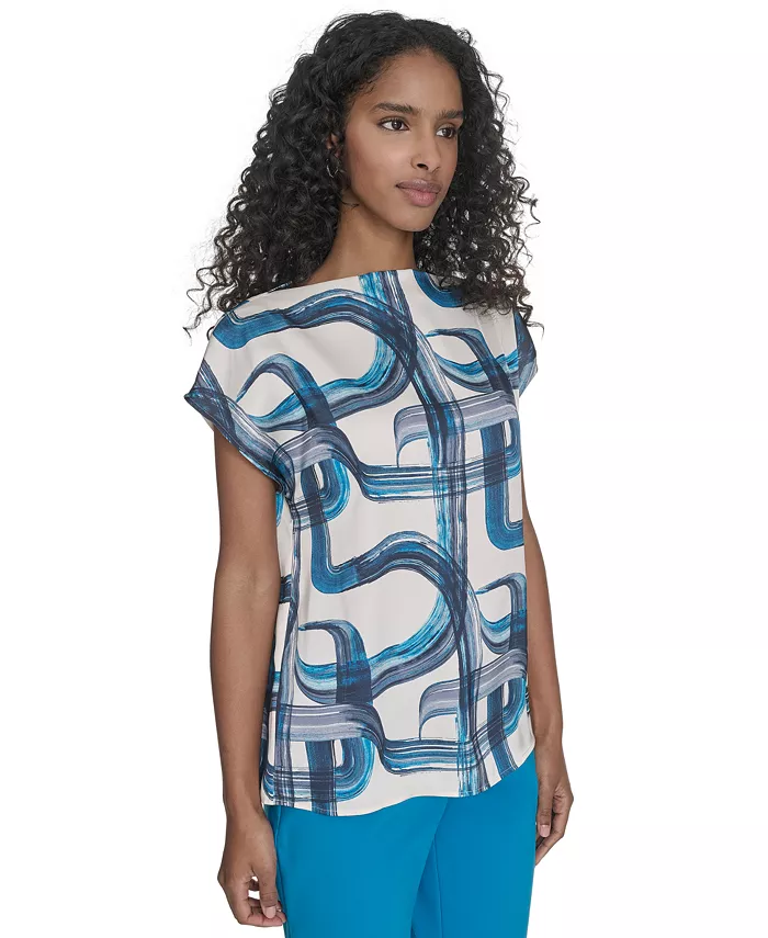 Alfani Calvin Klein Women's Printed Mock-Neck Top Women's Fashion Shoes & Accessories