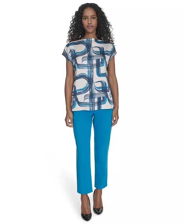 Alfani Calvin Klein Women's Printed Mock-Neck Top Women's Fashion Shoes & Accessories