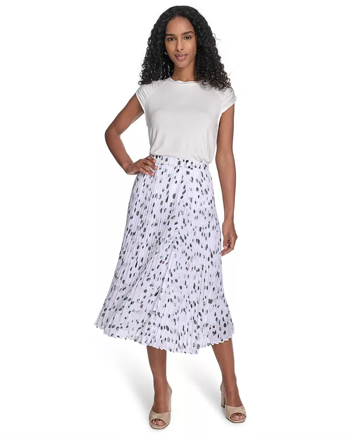 Alfani Calvin Klein Women's Printed Pleated Pull-On Midi Skirt Women's Fashion Shoes & Accessories