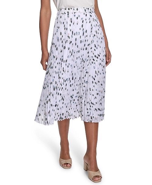 alfani Calvin Klein Women's Printed Pleated Pull-On Midi Skirt Women's Fashion Shoes & Accessories