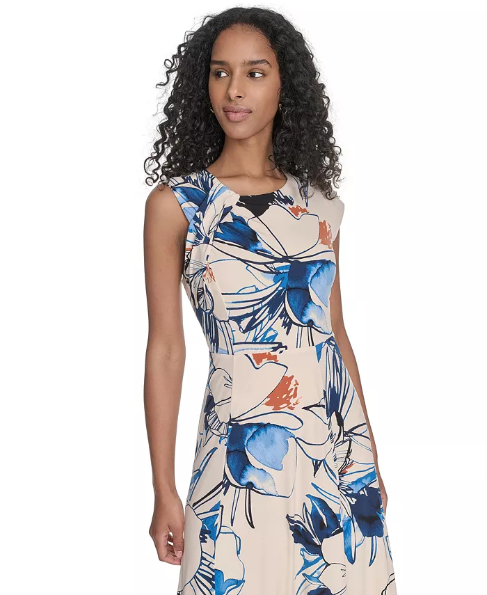 Alfani Calvin Klein Women's Printed Sleeveless A-Line Dress Women's Fashion Shoes & Accessories