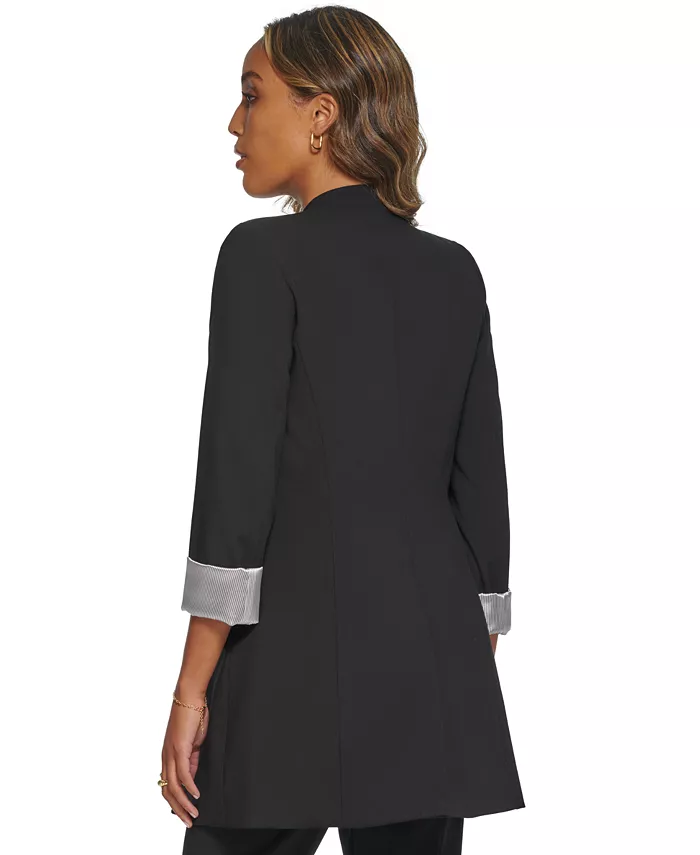 Alfani Calvin Klein Women's Roll Sleeve Open Front Blazer Regular And Petite Women's Fashion Shoes & Accessories
