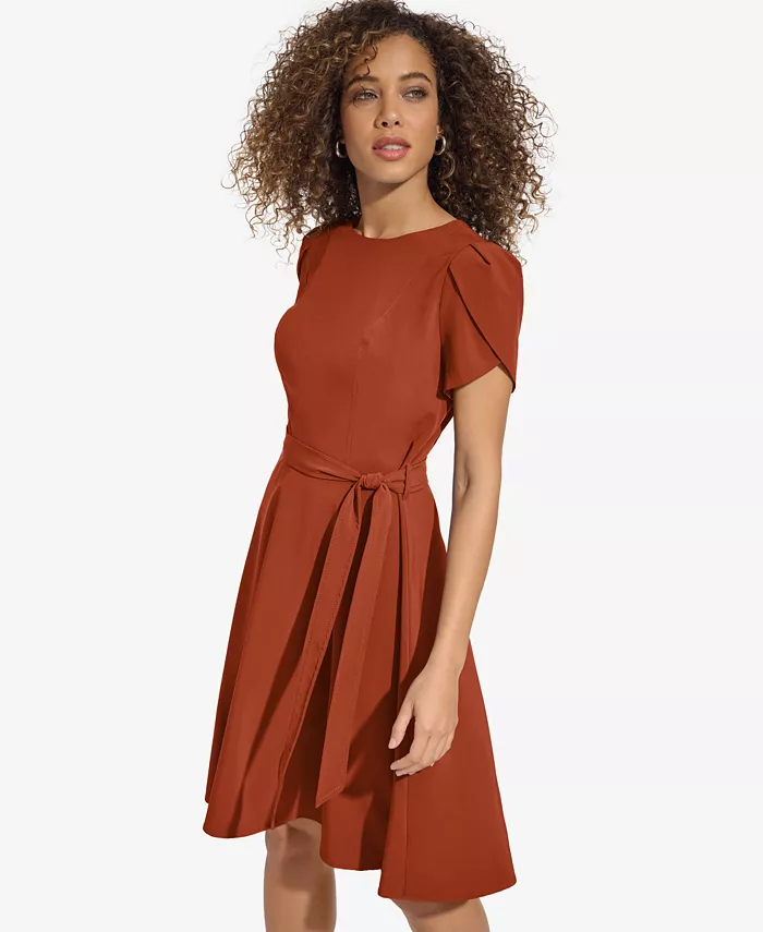 Alfani Calvin Klein Women's Short-Sleeve Fit & Flare Dress Women's Fashion Shoes & Accessories