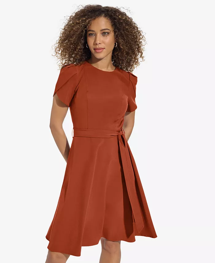 Alfani Calvin Klein Women's Short-Sleeve Fit & Flare Dress Women's Fashion Shoes & Accessories