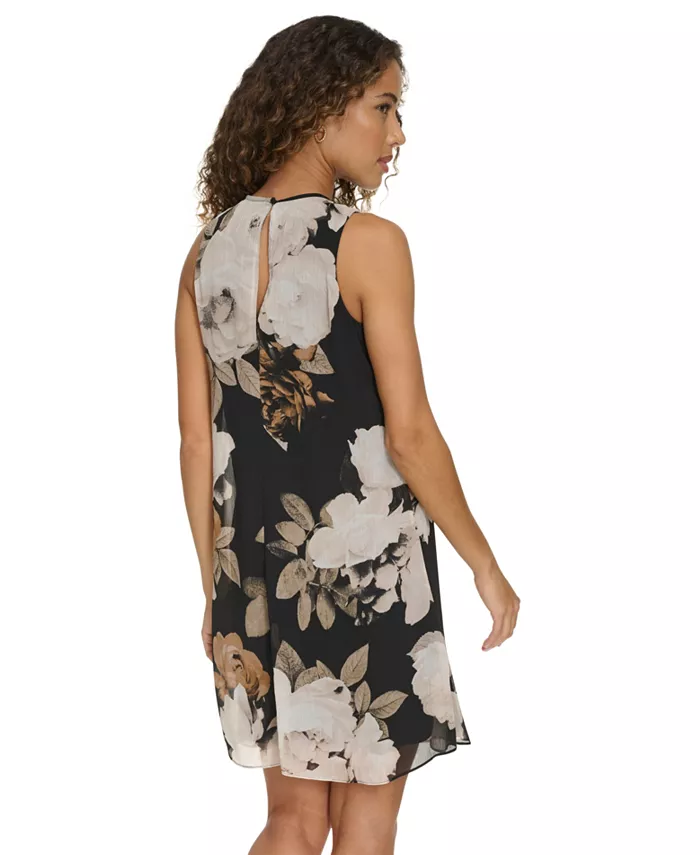 Alfani Calvin Klein Women's Sleeveless Chiffon Shift Dress Women's Fashion Shoes & Accessories