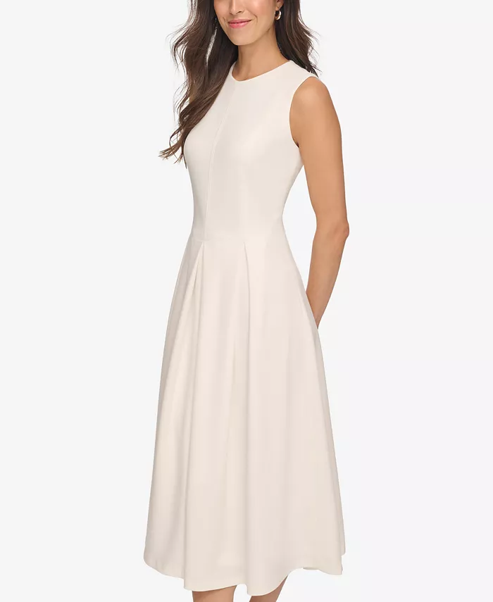 Alfani Calvin Klein Women's Sleeveless Pleated Midi A-Line Dress Women's Fashion Shoes & Accessories