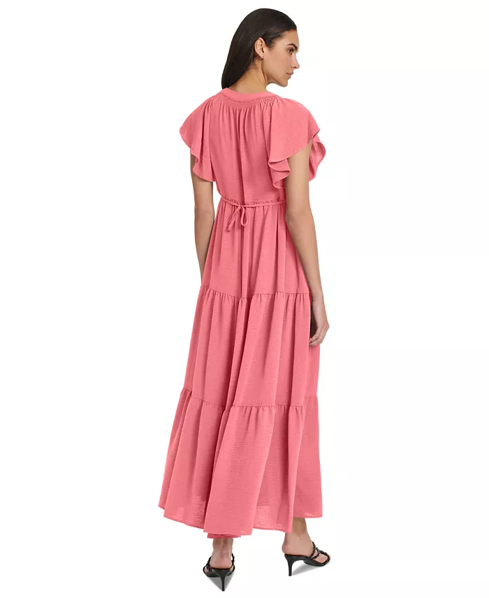 Alfani Calvin Klein Women's Split-Neck Tiered Maxi Dress Women's Fashion Shoes & Accessories
