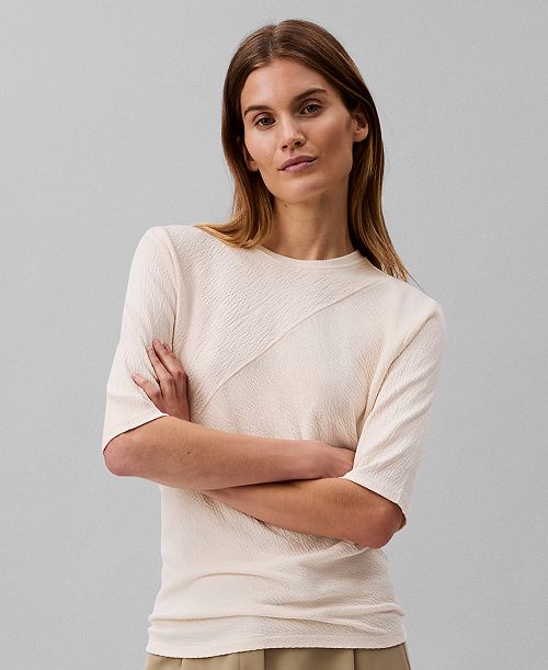 alfani Calvin Klein Women's Textured-Knit 3/4-Sleeve Top Women's Fashion Shoes & Accessories