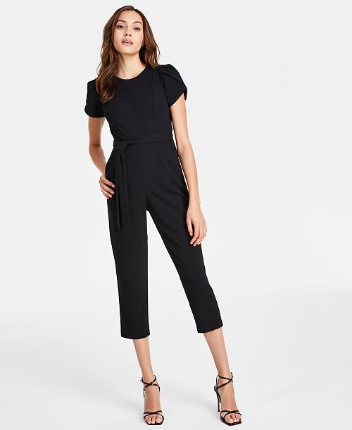 alfani Calvin Klein Women's Tie-Waist Tulip-Sleeve Jumpsuit Women's Fashion Shoes & Accessories