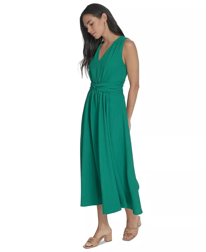 Alfani Calvin Klein Women's V-Neck Twist-Front Midi Dress Women's Fashion Shoes & Accessories