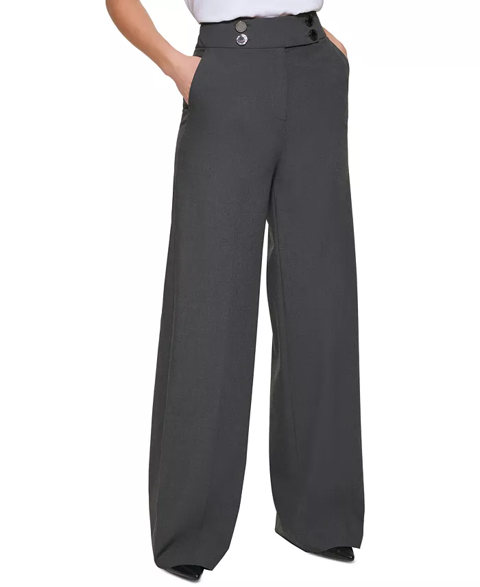Alfani Calvin Klein Women's Whitney Button Front Wide Leg Pants Women's Fashion Shoes & Accessories