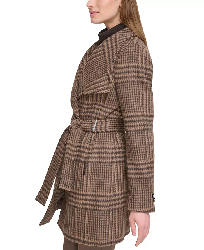 Alfani Calvin Klein Womens Asymmetrical Belted Wrap Coat Created For Macys Women's Fashion Shoes & Accessories