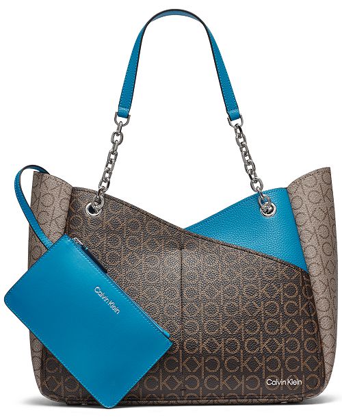 alfani Calvin Klein Zoe Signature Chain Tote Bag Handbags Purses & Accessories