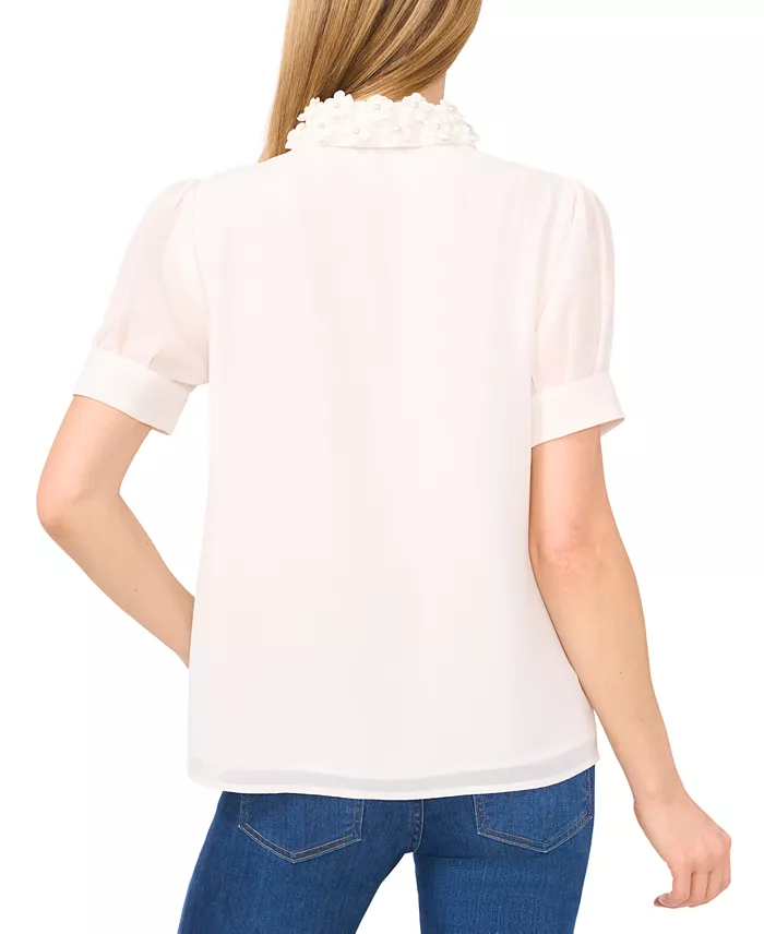 Alfani CeCe CeCe Women's Embellished Puff-Sleeve Shirt Women's Fashion Shoes & Accessories