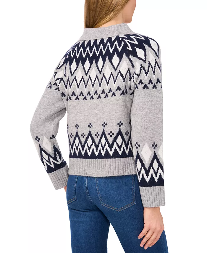 Alfani CeCe Women's Collared Fair Isle Sweater Women's Fashion Shoes & Accessories