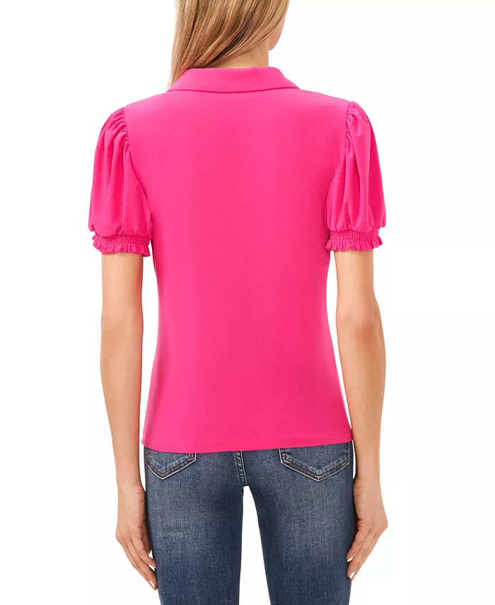 Alfani CeCe Women's Collared Split Neck Short Sleeve Knit Top Women's Fashion Shoes & Accessories