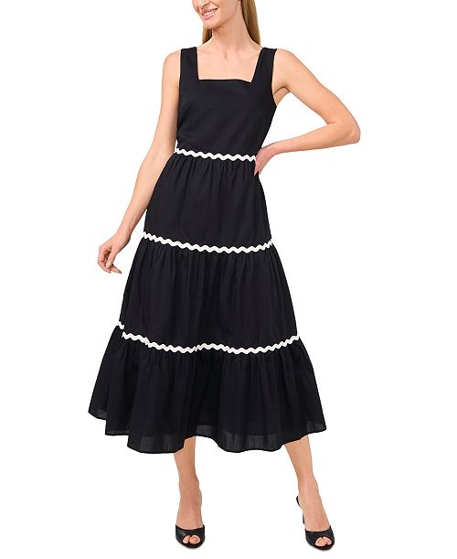 alfani CeCe Women's Cotton Square-Neck Midi Dress Women's Fashion Shoes & Accessories