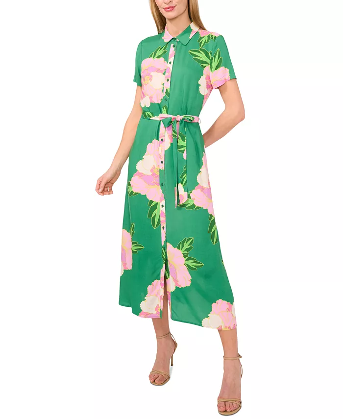 Alfani CeCe Women's Floral Print Button-Front Midi Shirtdress Women's Fashion Shoes & Accessories