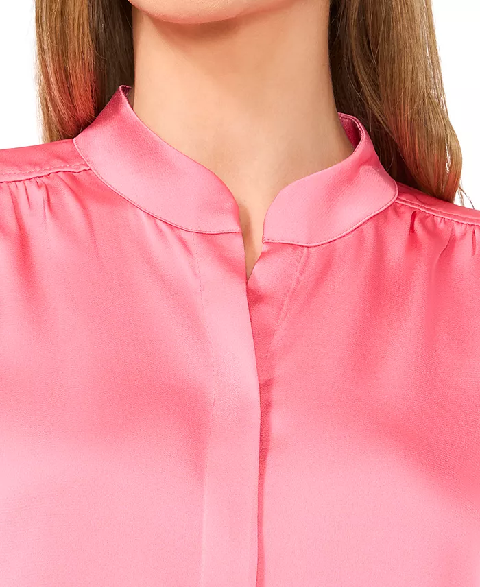 Alfani CeCe Women's Gathered 3/4-Sleeve Satin Blouse Women's Fashion Shoes & Accessories