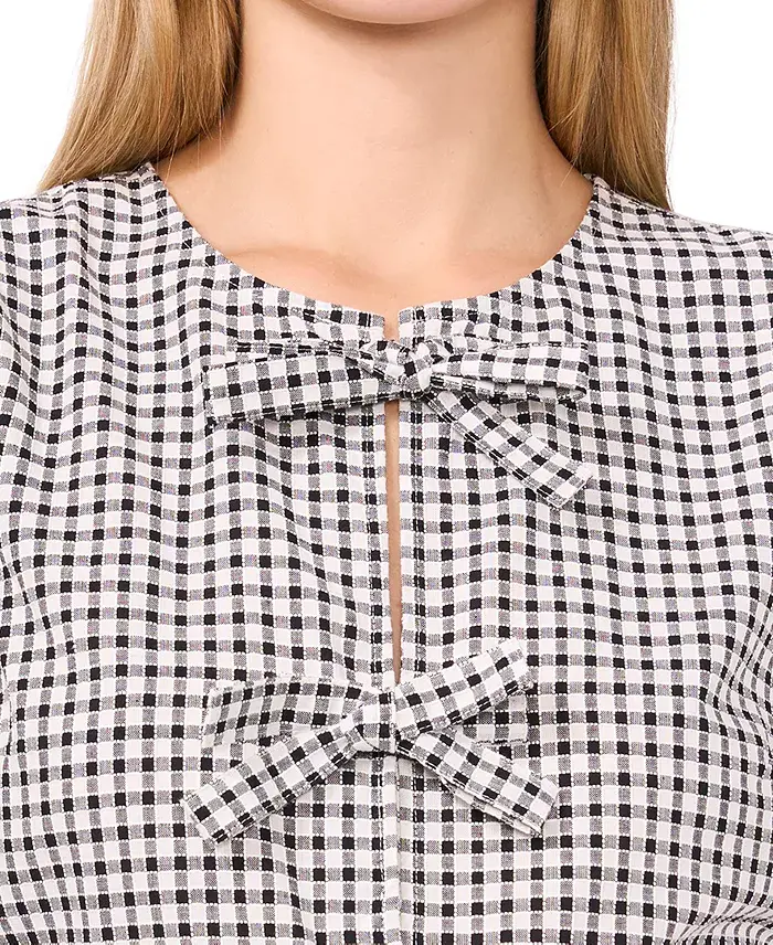 Alfani CeCe Women's Gingham Bow-Front Peplum Top Women's Fashion Shoes & Accessories