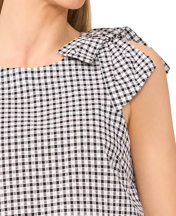 Alfani CeCe Women's Gingham Bow-Shoulder Sleeveless Top Women's Fashion Shoes & Accessories