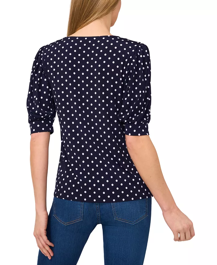 Alfani CeCe Women's Polka-Dot Elbow-Sleeve Round-Neck Top Women's Fashion Shoes & Accessories