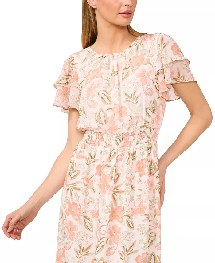 Alfani CeCe Women's Printed Flutter-Sleeve Maxi Dress Women's Fashion Shoes & Accessories