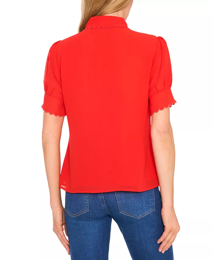 Alfani CeCe Women's Scalloped Puff-Sleeve Button-Front Blouse Women's Fashion Shoes & Accessories