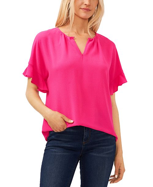 alfani CeCe Women's Short Sleeve Drop Shoulder Wide Scoop Neck Blouse Women's Fashion Shoes & Accessories