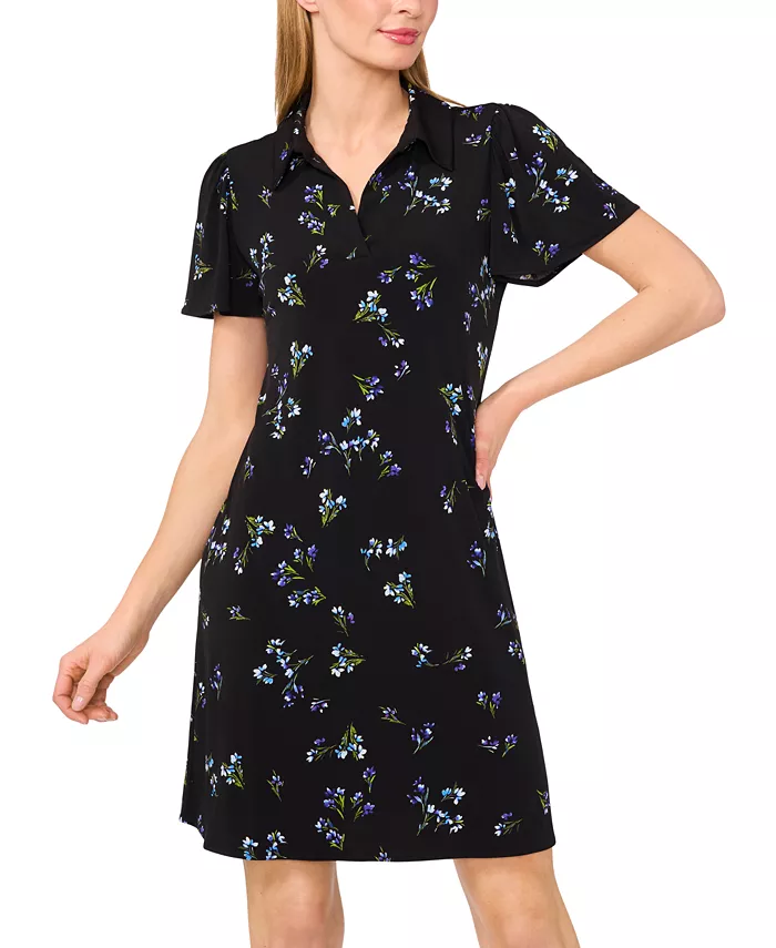 Alfani CeCe Women's Short-Sleeve Floral-Print Polo Dress Women's Fashion Shoes & Accessories