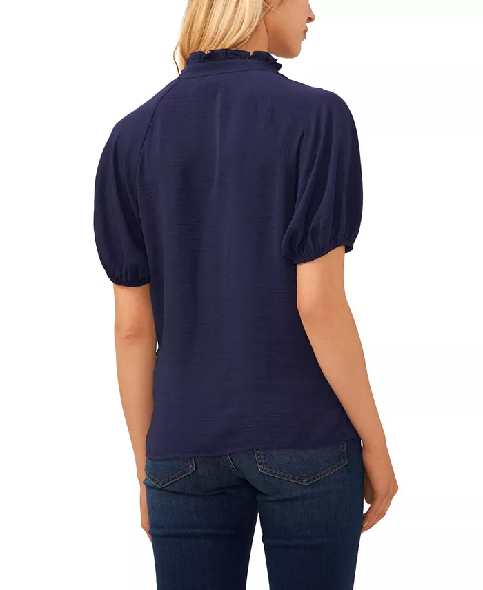 Alfani CeCe Women's Short Sleeve Ruffle Neck Raglan Split Neck Blouse Women's Fashion Shoes & Accessories