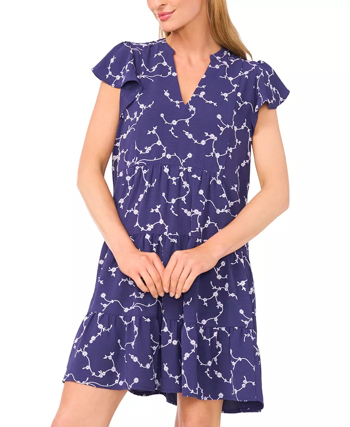 Alfani CeCe Women's Short-Sleeve Ruffled Tiered Dress Women's Fashion Shoes & Accessories