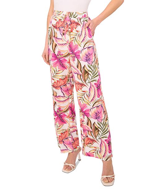 alfani CeCe Women's Tie-Waist Wide-Leg High-Rise Pants Women's Fashion Shoes & Accessories