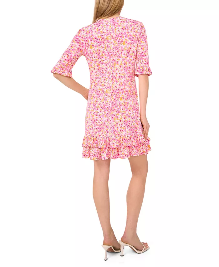 Alfani CeCe Women's V-Neck Ruffled Floral Shift Dress Women's Fashion Shoes & Accessories