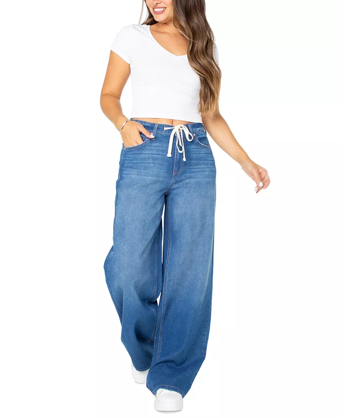 Alfani Celebrity Pink Juniors' Drawstring-Waist Wide-Leg Jeans Juniors'