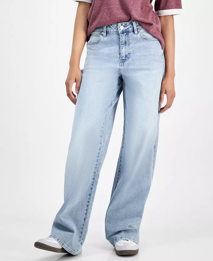 Alfani Celebrity Pink Juniors' High Rise Baggy Wide-Leg Curvy Jeans Juniors'