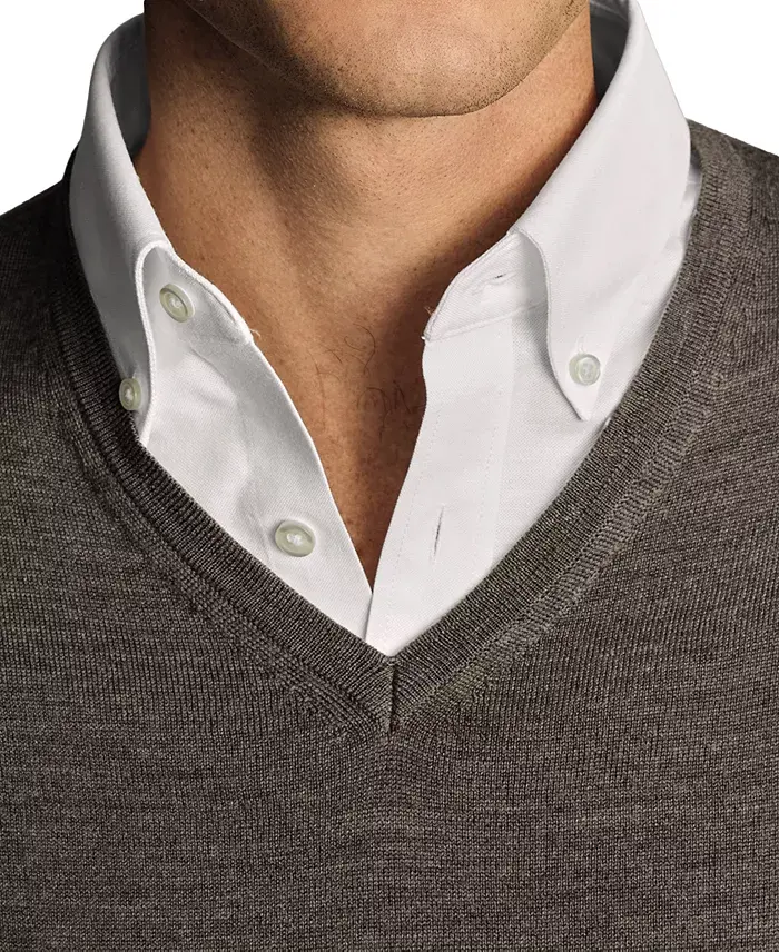 Alfani Charles Tyrwhitt Men's Long Sleeve V-Neck Merino Wool Sweater Men's Fashion & Accessories