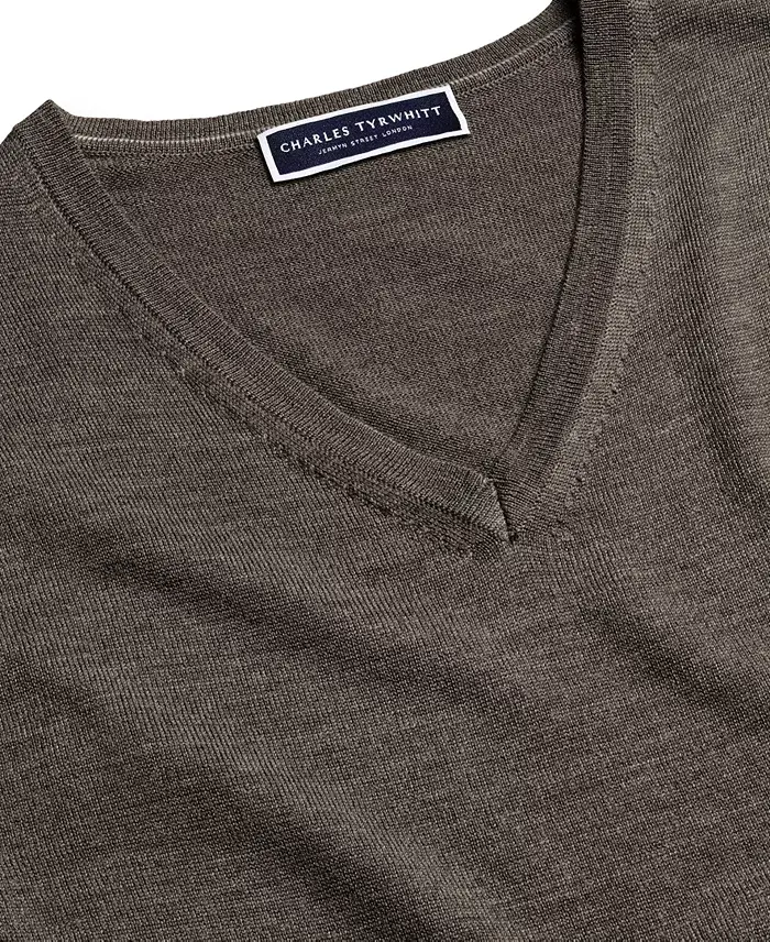 Alfani Charles Tyrwhitt Men's Long Sleeve V-Neck Merino Wool Sweater Men's Fashion & Accessories