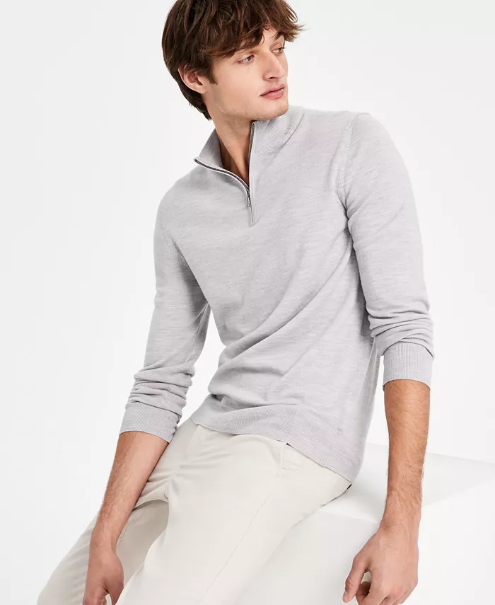 Alfani Charles Tyrwhitt Men's Merino Wool Quarter-Zip Sweater Men's Fashion & Accessories