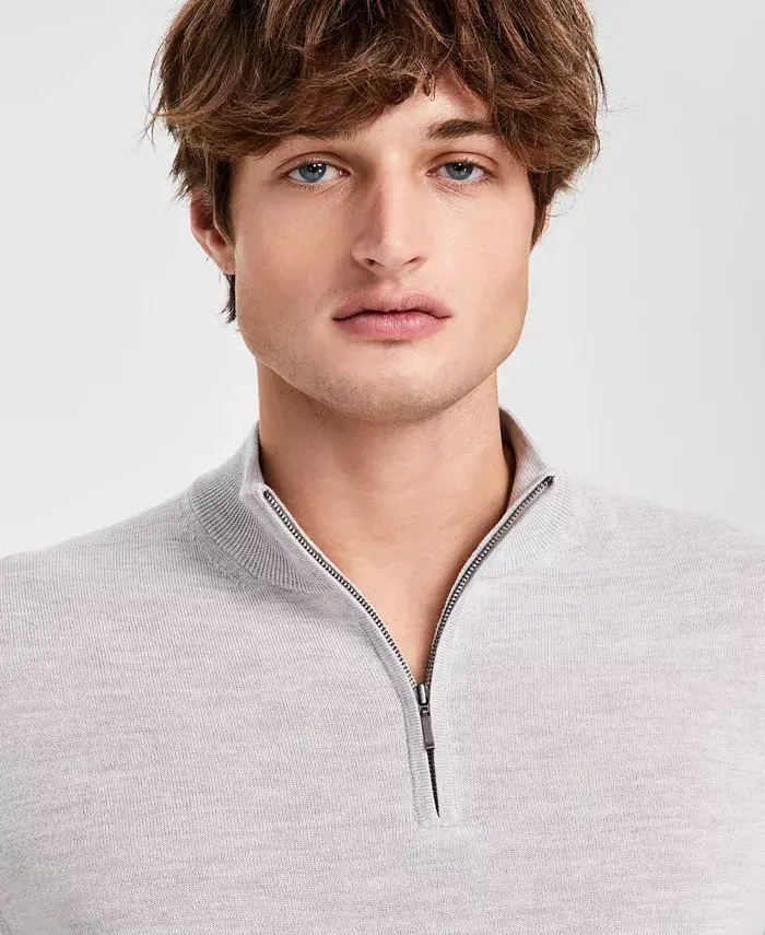 Alfani Charles Tyrwhitt Men's Merino Wool Quarter-Zip Sweater Men's Fashion & Accessories