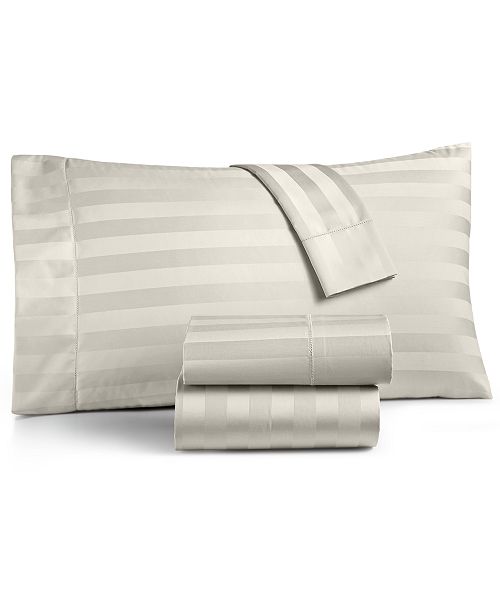 alfani Charter Club 1.5" Stripe 550 Thread Count 100% Cotton 4-Pc. Sheet Set Queen Exclusively at Macy’s Bed & Bath