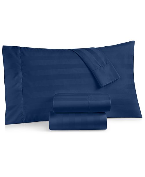 alfani Charter Club 1.5" Stripe 550 Thread Count 100% Cotton 3-Pc. Sheet Set Twin Exclusively at Macy’s Bed & Bath