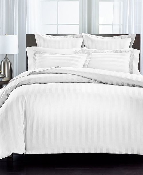 alfani Charter Club 1.5" Stripe 550 Thread Count 100% Cotton 2-Pc. Duvet Cover Set Twin Exclusively at Macy’s Bed & Bath