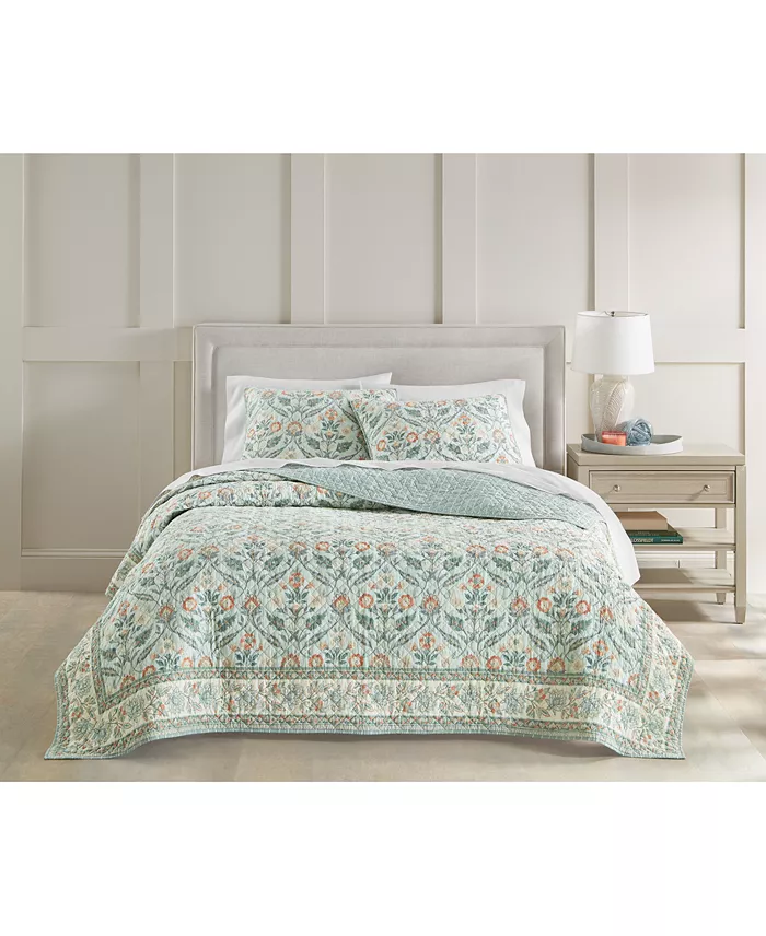 Alfani Charter Club Jacobean Border 3-Pc. Quilt Set King Exclusively At Macy's Bed & Bath